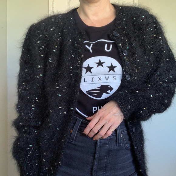 Vintage Carducci cardigan sweater, black, size small - Picture 4 of 16